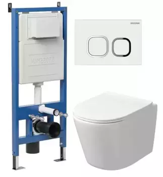 Комплект инсталляция с унитазом, крышкой и кнопкой смыва «Grossman» 97.4477SQ.02.000 безободковый белый