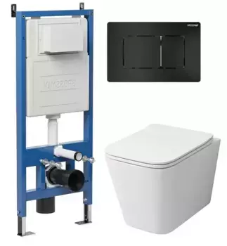 Комплект инсталляция с унитазом, крышкой и кнопкой смыва «Grossman» 97.4441S.04.21M безободковый