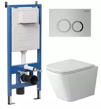 Комплект инсталляция с унитазом, крышкой и кнопкой смыва «Grossman» 97.4479SQ.01.110 безободковый белый