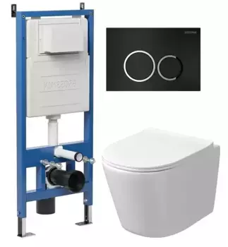 Комплект инсталляция с унитазом, крышкой и кнопкой смыва «Grossman» 97.4477SQ.01.210 безободковый белый