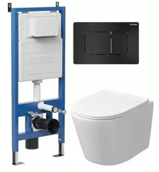 Комплект инсталляция с унитазом, крышкой и кнопкой смыва «Grossman» 97.4477SQ.04.21M безободковый белый