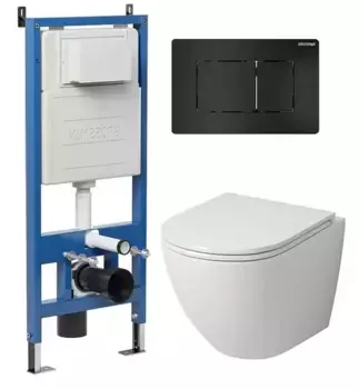 Комплект инсталляция с унитазом, крышкой и кнопкой смыва «Grossman» 97.4455SQ.04.21M безободковый