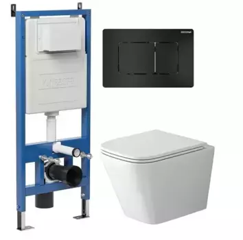 Комплект инсталляция с унитазом, крышкой и кнопкой смыва «Grossman» 97.4479SQ.04.21M безободковый белый