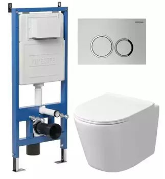 Комплект инсталляция с унитазом, крышкой и кнопкой смыва «Grossman» 97.4477SQ.01.110 безободковый белый