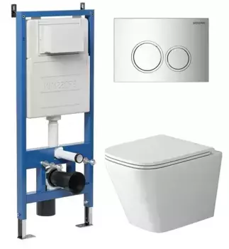 Комплект инсталляция с унитазом, крышкой и кнопкой смыва «Grossman» 97.4479SQ.01.100 безободковый белый