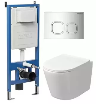 Комплект инсталляция с унитазом, крышкой и кнопкой смыва «Grossman» 97.4477SQ.02.100 безободковый белый