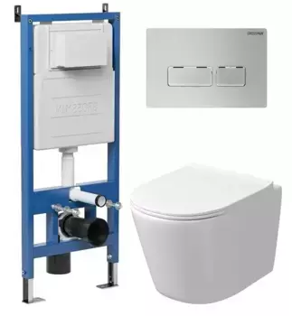 Комплект инсталляция с унитазом, крышкой и кнопкой смыва «Grossman» 97.4477SQ.03.110 безободковый белый