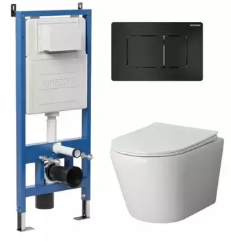 Комплект инсталляция с унитазом, крышкой и кнопкой смыва «Grossman» 97.4478S.04.21M безободковый белый