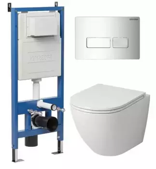 Комплект инсталляция с унитазом, крышкой и кнопкой смыва «Grossman» 97.4455SQ.03.100 безободковый