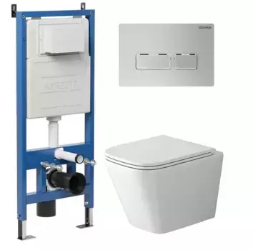 Комплект инсталляция с унитазом, крышкой и кнопкой смыва «Grossman» 97.4479SQ.03.110 безободковый белый