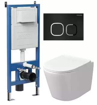 Комплект инсталляция с унитазом, крышкой и кнопкой смыва «Grossman» 97.4477SQ.02.210 безободковый белый