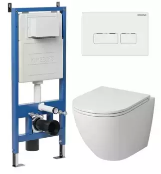 Комплект инсталляция с унитазом, крышкой и кнопкой смыва «Grossman» 97.4455SQ.03.000 безободковый
