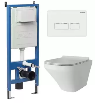 Комплект инсталляция с унитазом, крышкой и кнопкой смыва «Grossman» 97.4440S.03.000 безободковый белый