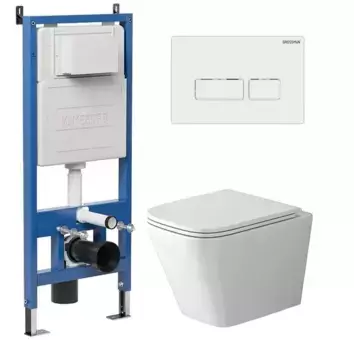 Комплект инсталляция с унитазом, крышкой и кнопкой смыва «Grossman» 97.4479SQ.03.000 безободковый белый
