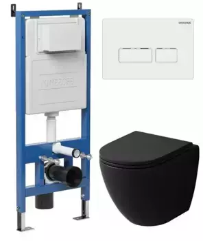 Комплект инсталляция с унитазом, крышкой и кнопкой смыва «Grossman» 97.4455BMSQ.03.000 безободковый
