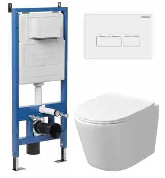 Комплект инсталляция с унитазом, крышкой и кнопкой смыва «Grossman» 97.4477SQ.03.000 безободковый белый