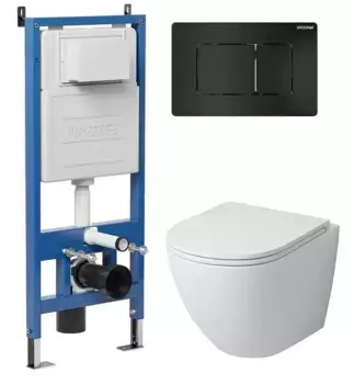 Комплект инсталляция с унитазом, крышкой и кнопкой смыва «Grossman» 97.4455MS.04.21M безободковый белый матовый