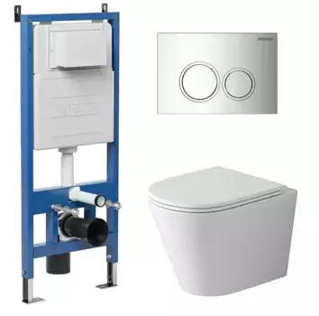 Комплект инсталляция с унитазом, крышкой и кнопкой смыва «Grossman» 97.4478SQ.01.100 безободковый белый