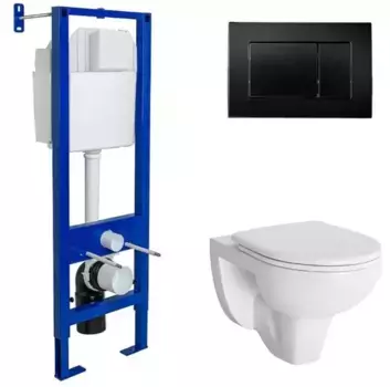 Комплект инсталляция с унитазом, крышкой и кнопкой смыва «Berges Wasserhaus» Atom 410 042431/Gamma/кнопка Atom белый