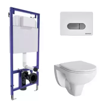 Комплект инсталляция с унитазом, крышкой и кнопкой смыва «Berges Wasserhaus» NOVUM 525 042419/Gamma кнопка D7 белый