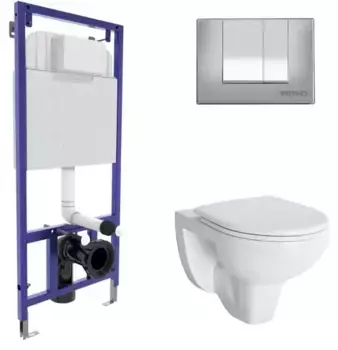 Комплект инсталляция с унитазом, крышкой и кнопкой смыва «Berges Wasserhaus» Novum 525 042427/Gamma/кнопка S3 белый