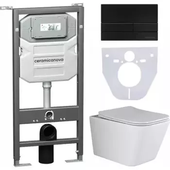 Комплект инсталляция с унитазом, крышкой и кнопкой смыва «Ceramica Nova» CN3007_1002B_1000 безободковый белый
