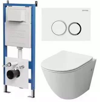 Комплект инсталляция с унитазом, крышкой и кнопкой смыва «Grossman» 97.4411S.01.000 безободковый белый