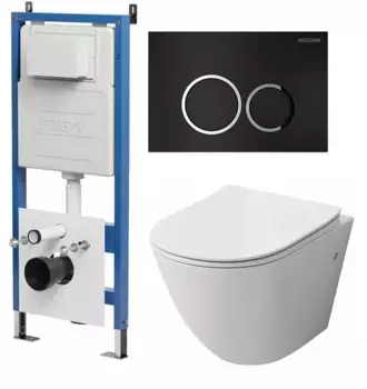 Комплект инсталляция с унитазом, крышкой и кнопкой смыва «Grossman» 97.4411S.01.210 безободковый белый