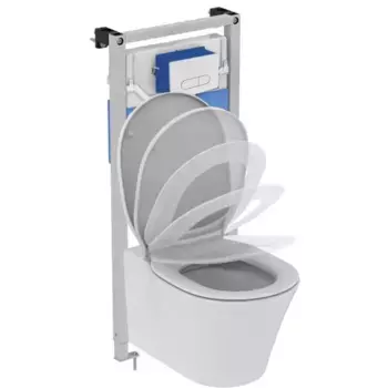Комплект инсталляция с унитазом, крышкой и кнопкой смыва «Ideal Standard» Prosys Connect Air PR212101 безободковый белый