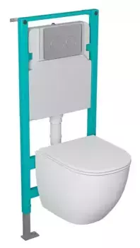 Комплект инсталляция с унитазом, крышкой и кнопкой смыва «Owl 1975» Vind Cirkel-H OWLINSTTI.TOWLT190302 безободковый белый