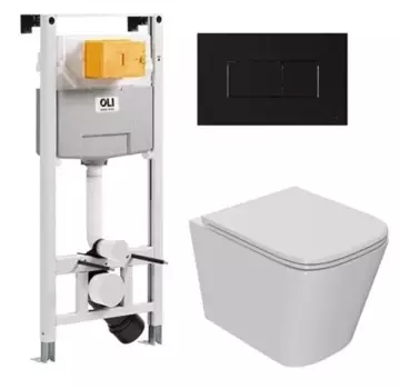 Комплект инсталляция с унитазом, крышкой и кнопкой смыва «Point» 879235pKA03+PN41081 (OLI 120 Eco pneumatic/унитаз Ника/клавиша Karisma) безободковый белый