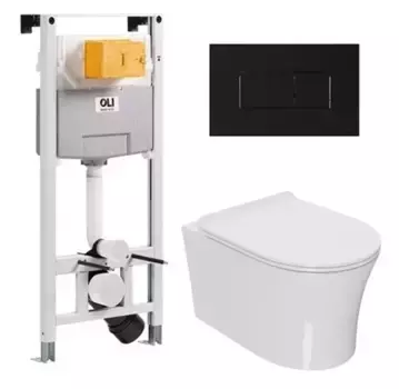 Комплект инсталляция с унитазом, крышкой и кнопкой смыва «Point» 879235pKA03+PN41711 (OLI 120 Eco pneumatic/унитаз Вега/клавиша Karisma) безободковый белый