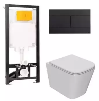 Комплект инсталляция с унитазом, крышкой и кнопкой смыва «Point» OLI 80 ECO/Ника/панель Slim 886914SLO3+PN41081 безободковый белый