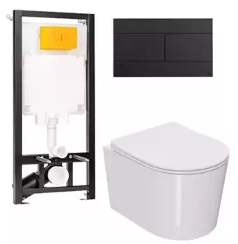 Комплект инсталляция с унитазом, крышкой и кнопкой смыва «Point» OLI 80 ECO/Веста/панель Slim 886914SLO3+PN41701 безободковый белый