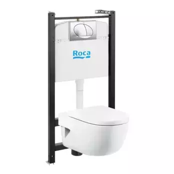 Комплект инсталляция с унитазом, крышкой и кнопкой смыва «Roca» Pack Meridian 893104110 подвесной цвет кнопки хром