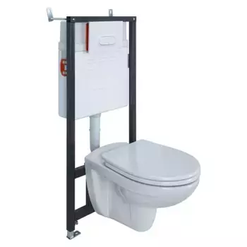 Комплект инсталляция с унитазом, крышкой и кнопкой смыва «Vitra» Normus-1 9773B003-7201 цвет кнопки глянцевый белый