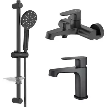 Комплект смесителей «Акватек» Оберон AQ1230MB чёрный матовый