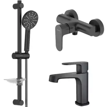 Комплект смесителей «Акватек» Оберон AQ1231MB чёрный матовый