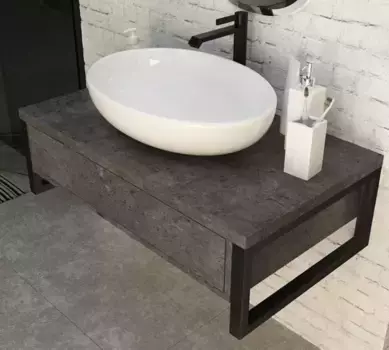 Консоль «Marka One» Grunge Loft 70П с 1 ящиком с кронштейнами (Ringo Cut 54) подвесная бетон тёмно-серый