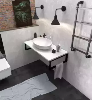 Консоль «Marka One» Grunge Loft 90 с кронштейнами (Ringo Cut 53) подвесная бетон светлый/чёрный