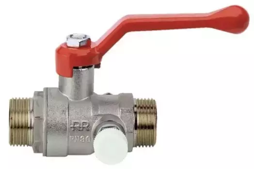 Кран шаровой магистральный «Remer» RR374MM 3/4"-3/4" c краном Маевского НР-НР никель