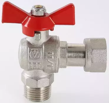 Кран шаровой магистральный «Valtec» Base VT.267.N.0404 1/2"-1/2" с накидной гайкой ВР-НР никель