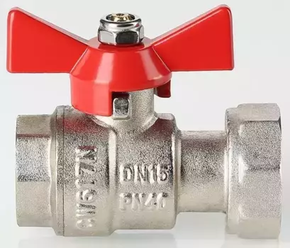 Кран шаровой магистральный «Valtec» VT.241.N.0405 1/2"-3/4" с накидной гайкой ВР-ВР никель