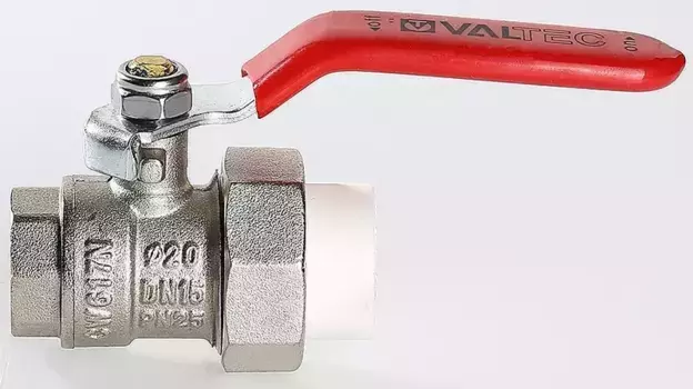 Кран шаровой магистральный «Valtec» VTp.742.0.02505 3/4"-D25 под полипропилен ВР-ВР никель