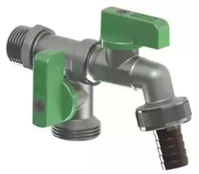 Кран шаровой водоразборный трехходовой «Arco» Jardin 3/4"-3/4"-D15 00472 НР-штуцер никель