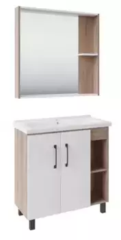 Мебель для ванной «ASB-Woodline» Адель 80 белая/дуб сонома