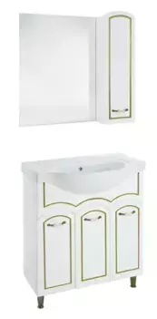Мебель для ванной «Bellezza» Амелия 80 белая с патиной золото