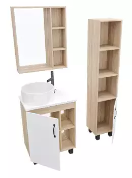 Мебель для ванной «Grossman» Флай 60 со столешницей белая/дуб сонома