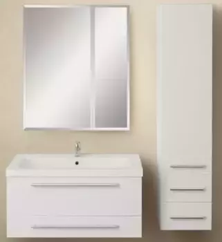 Мебель для ванной подвесная «1Marka» Соната 75 с 2 ящиками белый глянец