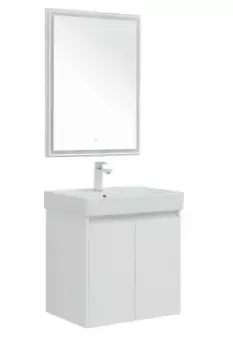 Мебель для ванной подвесная «Aquanet» Nova Lite 60 с 2 дверцами белый глянец